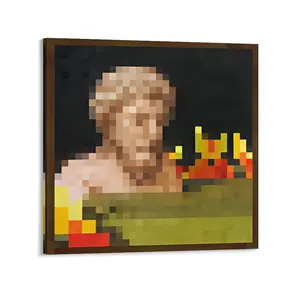 Minecraft classical  8-Bit Retro Classical Bust Canvas Print, Artistic Vaporwave Frameless Wall Art, Nostalgic Gamer Room Decoration