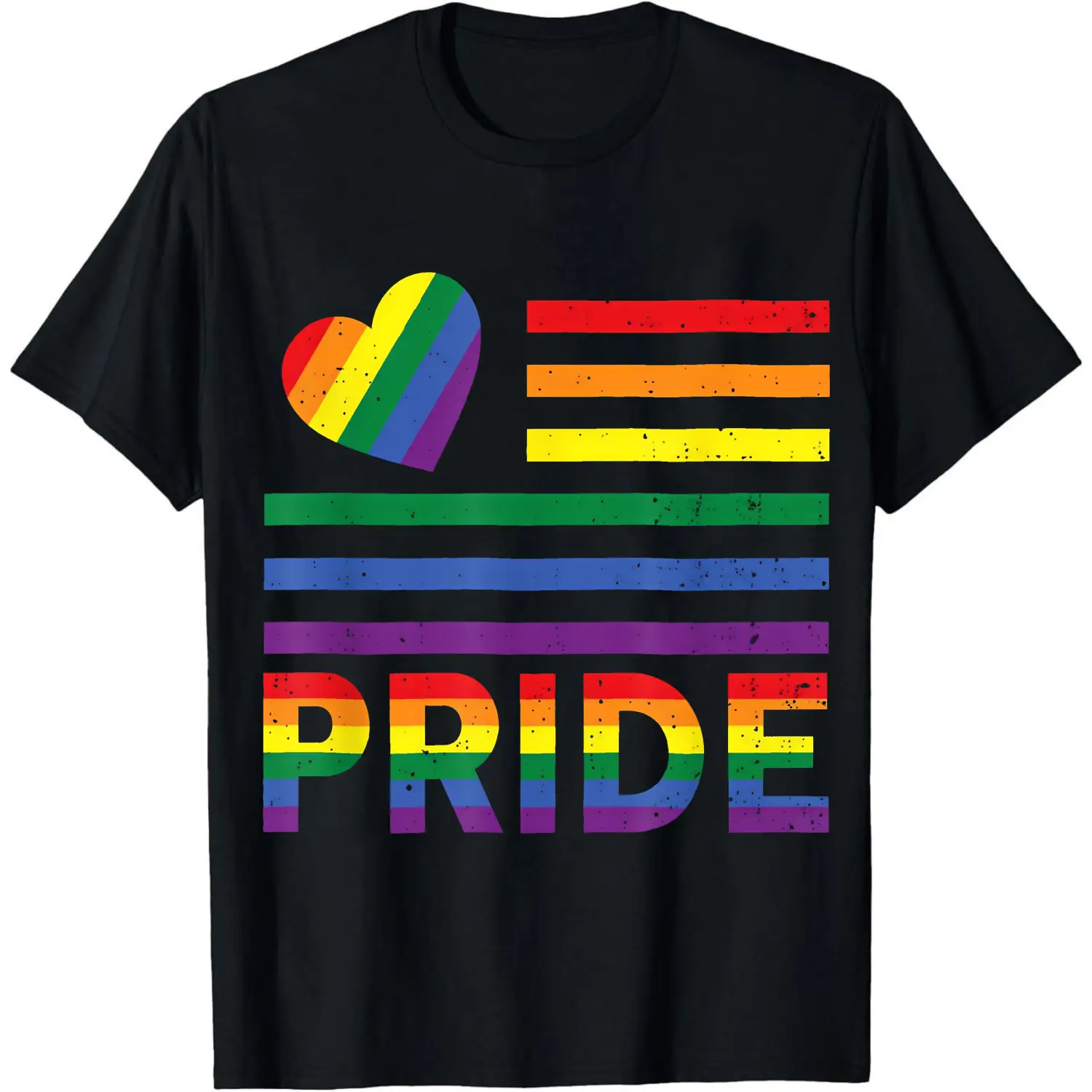 100% Cotton Rainbow Heart Stripes Pride Text T-Shirt Women Men Unisex Clothing Streetwear
