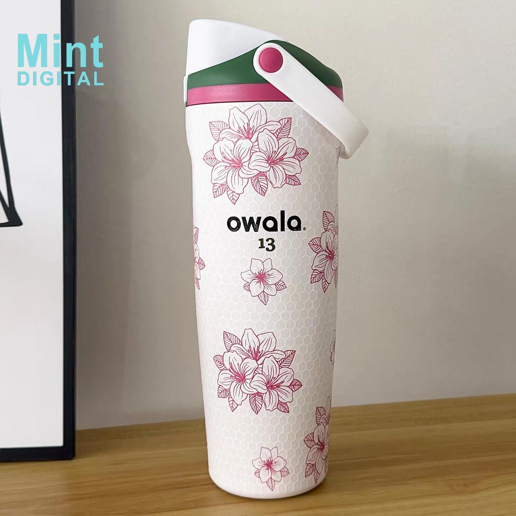 Owala FreeSip Sway 30oz Golf Rhododendron DSG Co-Branded Tumbler with Handle & Straw, Large Capacity 890ml Stainless Steel Insulated Water Bottle, Leak-Proof Sports Bottle for Gym, Hiking, Trave