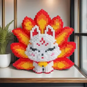 9-tail Fox Design Building Blocks Toy, 4124pcs/set Creative DIY Educational Building Sets Toy, Funny Hand-assembled Toy for Teenager, Perfect Gifts