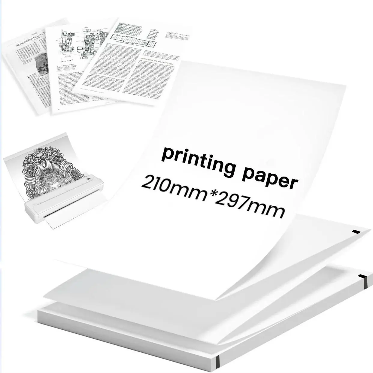 A4 Thermal Paper, 100 or 200 Sheets of Continuous-Printing Graph Paper, Efficient Printing Printed Paper, Standard Size, Office Stationery & Supplies for Home, School and Office, Thermal Technology