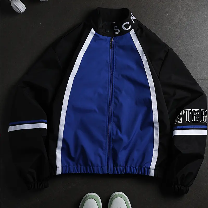 Men's Stylish All-Over Print Lightweight Casual Street Jacket - Menswear Coats, Long Sleeve, Loose-Fitting Polyester Non-Wrinkle Fabric, Outdoor Skateboard Use, Spring & Fall Wear