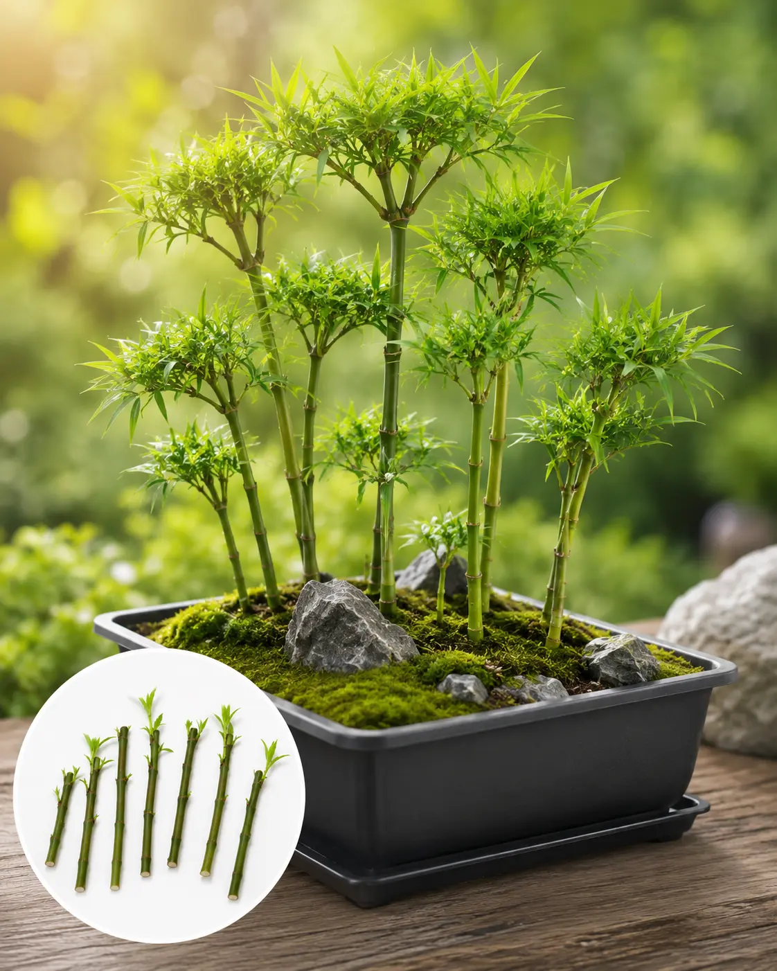 Bamboo Willow Bonsai Forest – 5 Live Willow Cuttings – Fast-Growing Mini Tree Garden for Bonsai Training