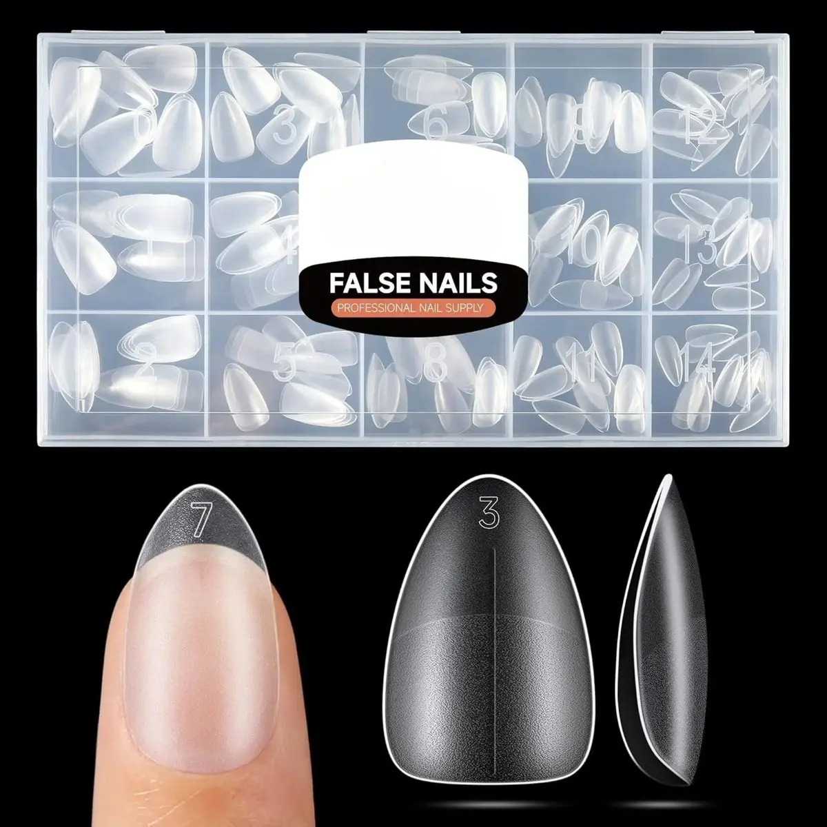 240pcs Soft Acrylic Gel x Nail Tips Pre-shape Full Cover False Nails Long-Lasting Press on Almond Nails Tips Set for Nail Extensions Nail Salon DIY