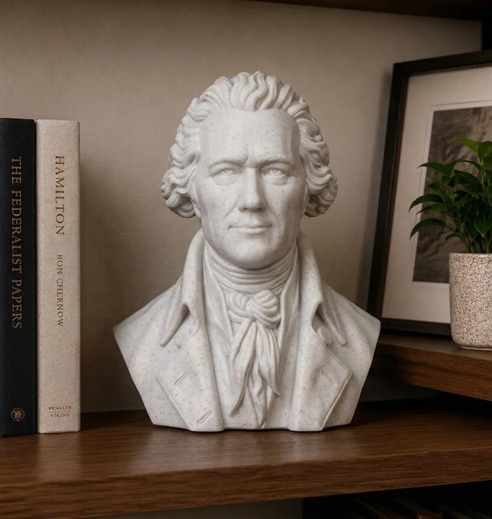 Alexander Hamilton Bust - Founding Father Statue, Colonial Desk Decor, American History Sculpture