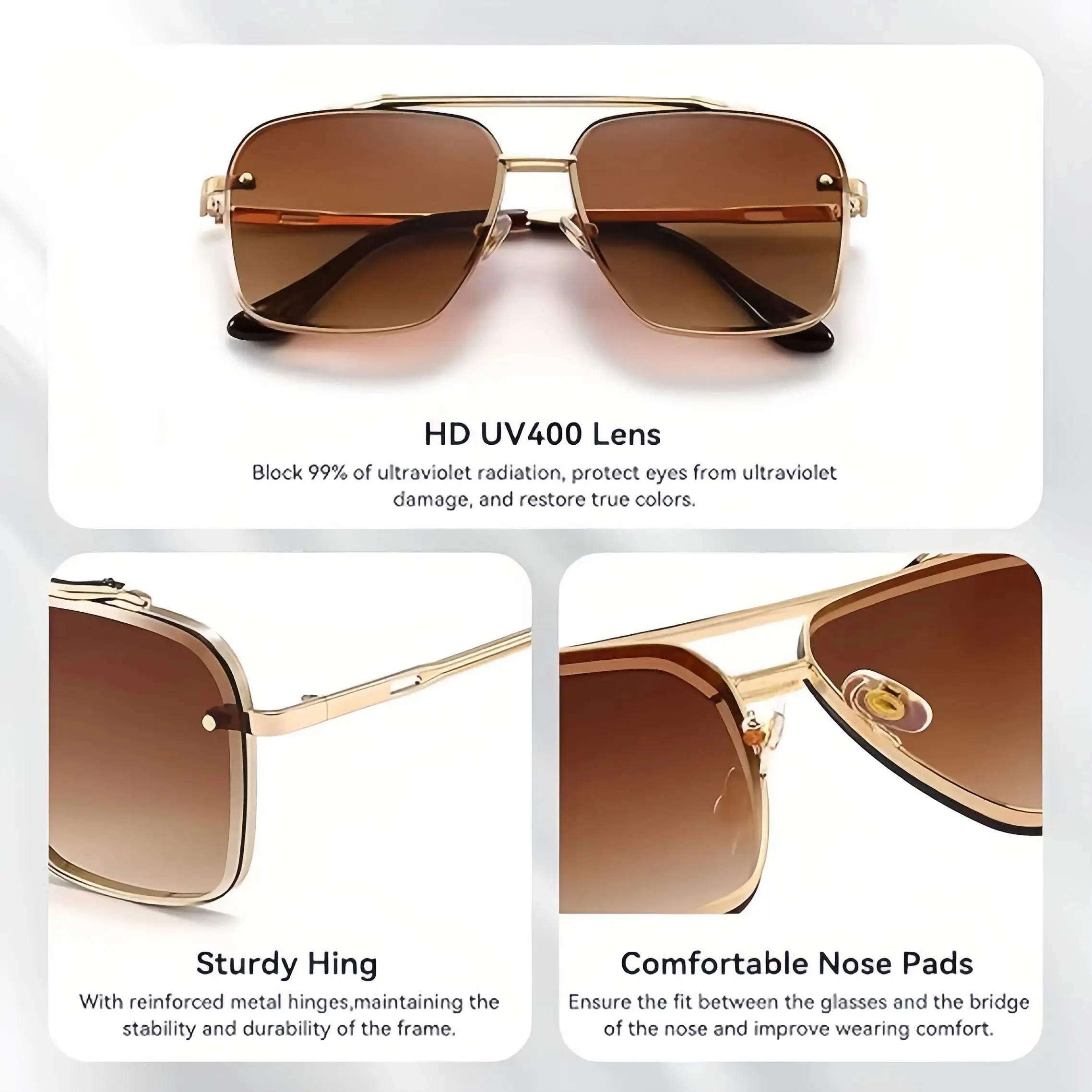 Y2K Tangle Free Retro Aviator Sunglasses for Men and Women 