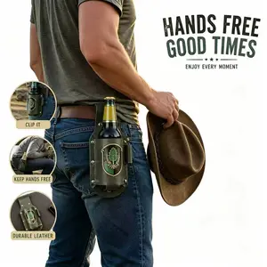 Vintage Beer Holster Belt Clip Bottle Holder Outdoor Drink Carrier Game Day BBQ Camping Gift