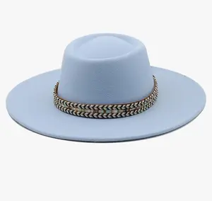 Round Widebrim Fedora- blue
