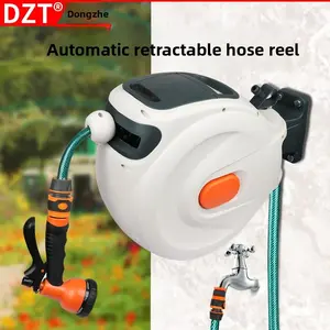 10/20m Automatic Rewind Hose Reel with 7 Pattern Hose Nozzle Water Hose Reel Slow Return System for Car Garden