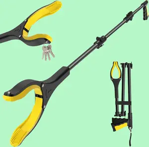 44 Inch Extra Long Grabber Reacher Tool，Foldable Trash Pick Up Stick for Seniors with Strong Grip Magnetic，360°Rotating Anti-Slip Jaw 4" Wide Claw Opening,Hand Grabber for Reaching