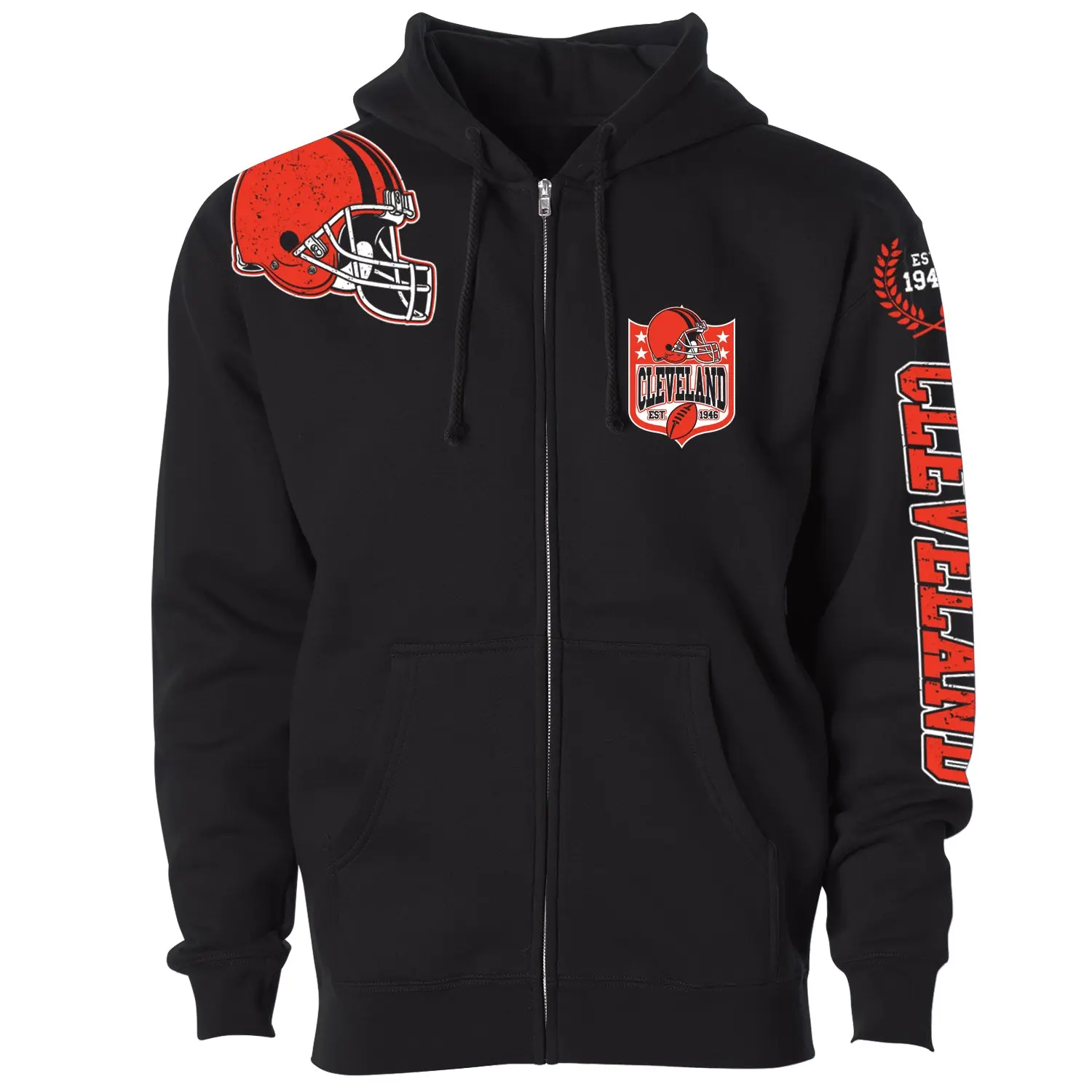 Men Football Home Team Zip Up Hoodie - Cleveland