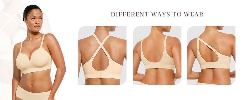 FeelinGirl Wireless Push Up Bra for Women, Seamless Comfort Bralettes No Underwire Supportive Full Coverage Everyday Bras Women Push Up Bra  Comfortable Fabric Casual Womenswear Soft Adjustable Comfy Smooth TikTokShopBlackFriday Halter Neck