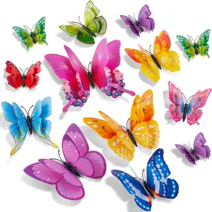 3D Butterfly Wall Decor, 24 Pcs Double Layer Butterfly Decorations for Party Decorations Locker Decor Refrigerator Decal, Reusable (Colorful)