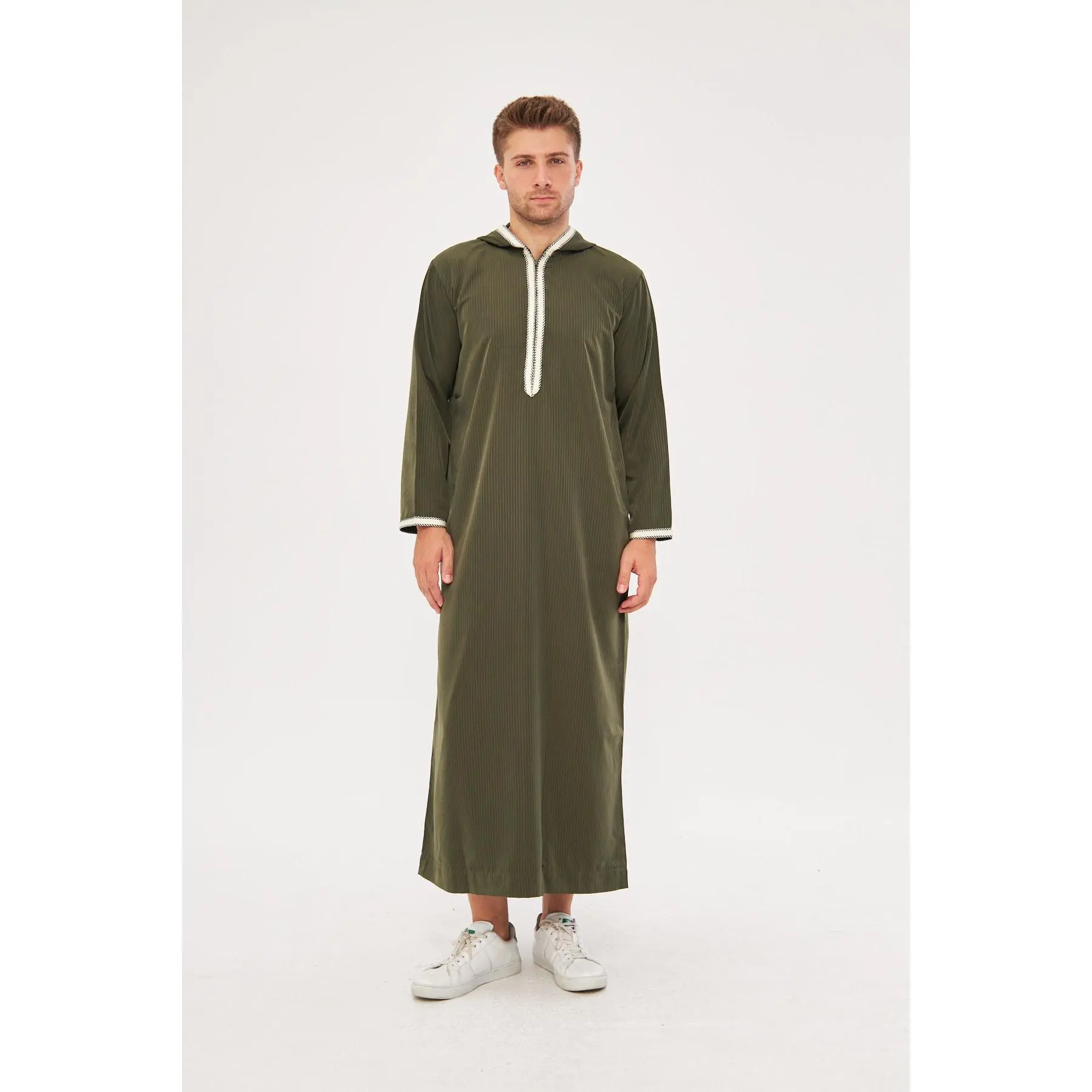Moroccan Long Sleeve Thobe - Dark Green