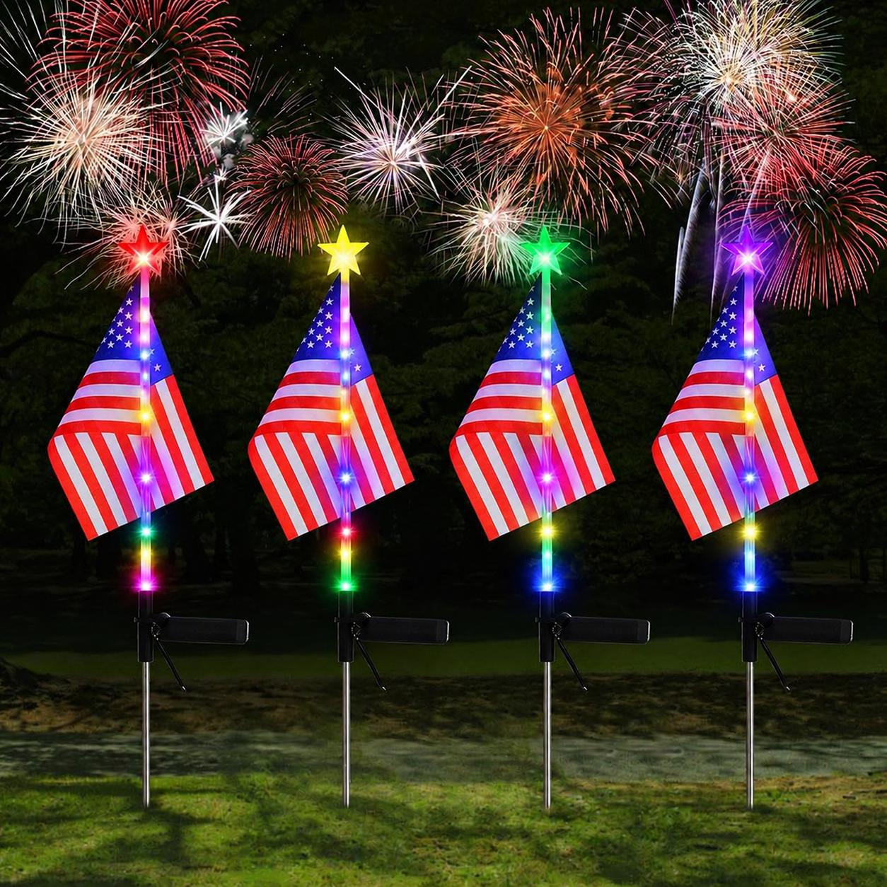 4Pcs American Flag Lights,Solar LED Lights,Solar LED String Lights,Waterproof Led Patriotic Flag Light of The United States for Yard,Garden Decoration,July 4th Independence Day,Labor Day, Festival,Holiday,Party Decoration,Christmas Decorations tiktokshops 4Pcs American Flag Lights,Solar LED Lights,Solar LED String Lights,Waterproof Led Patriotic Flag Light of The United States for Yard,Garden Decoration,July 4th Independence Day,Labor Day, Festival,Holiday,Party Decoration,Christmas Decorations tiktokshops