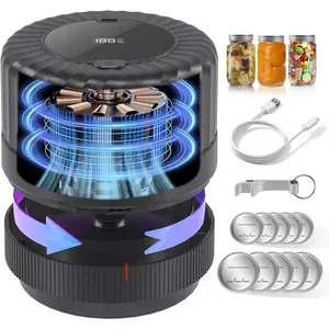 VP06+Mason  Jar Vacuum Sealer, Electric Vacuum Sealer for Jars with Wide and Regular Mouth Mason Lids, Cordless Handheld Jar Vaccum Sealer for Food Storage, Ideal Present for Mom, Wife, Black