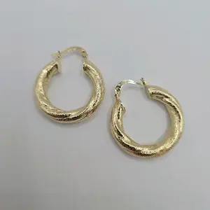 Gold Plated Hoops Earrings Medium Zise Fashion New Style with Curved Design non tarnish gold jewelry accessories women