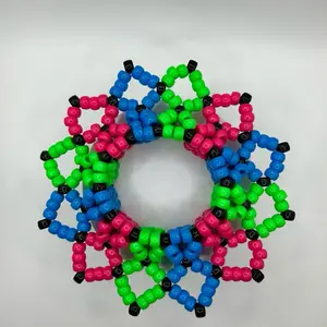 Green, pink, and blue 3D Kandi cuff