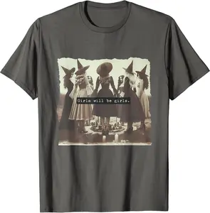 Girl Will Be Girl Funny Witch Halloween Vibes Feminist T-Shirt A4