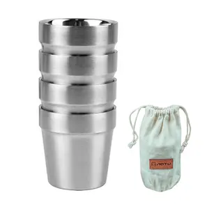 Stainless Steel Pint Cup, 4 Counts/set Shatterproof Cup, Unbreakable Tumblers, Stackable Durable Cup for Travel, Outdoor, Camping, Daily