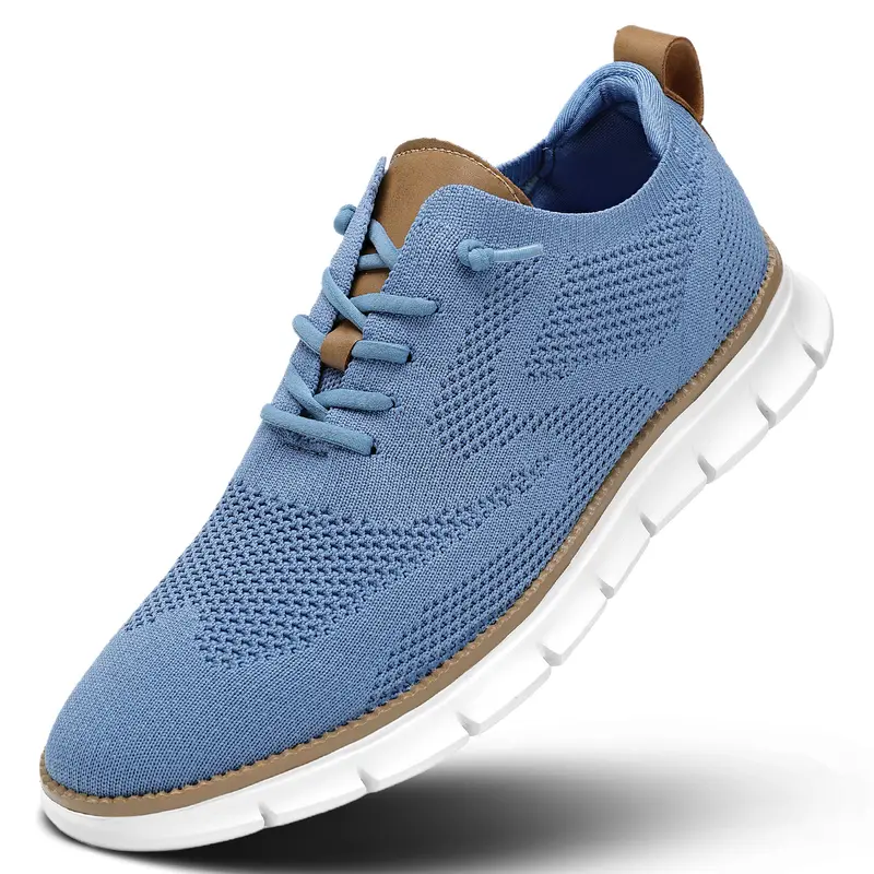 Men's Breathe-Easy Mesh Walking Shoes - Hands-Free Slip-In Casual Trainers, Elastic Laces, Fabric Upper, Cushioned White Sole, Lightweight, All Seasons, EU39/US6.5, Fast On/Off for Daily Wear & Travel