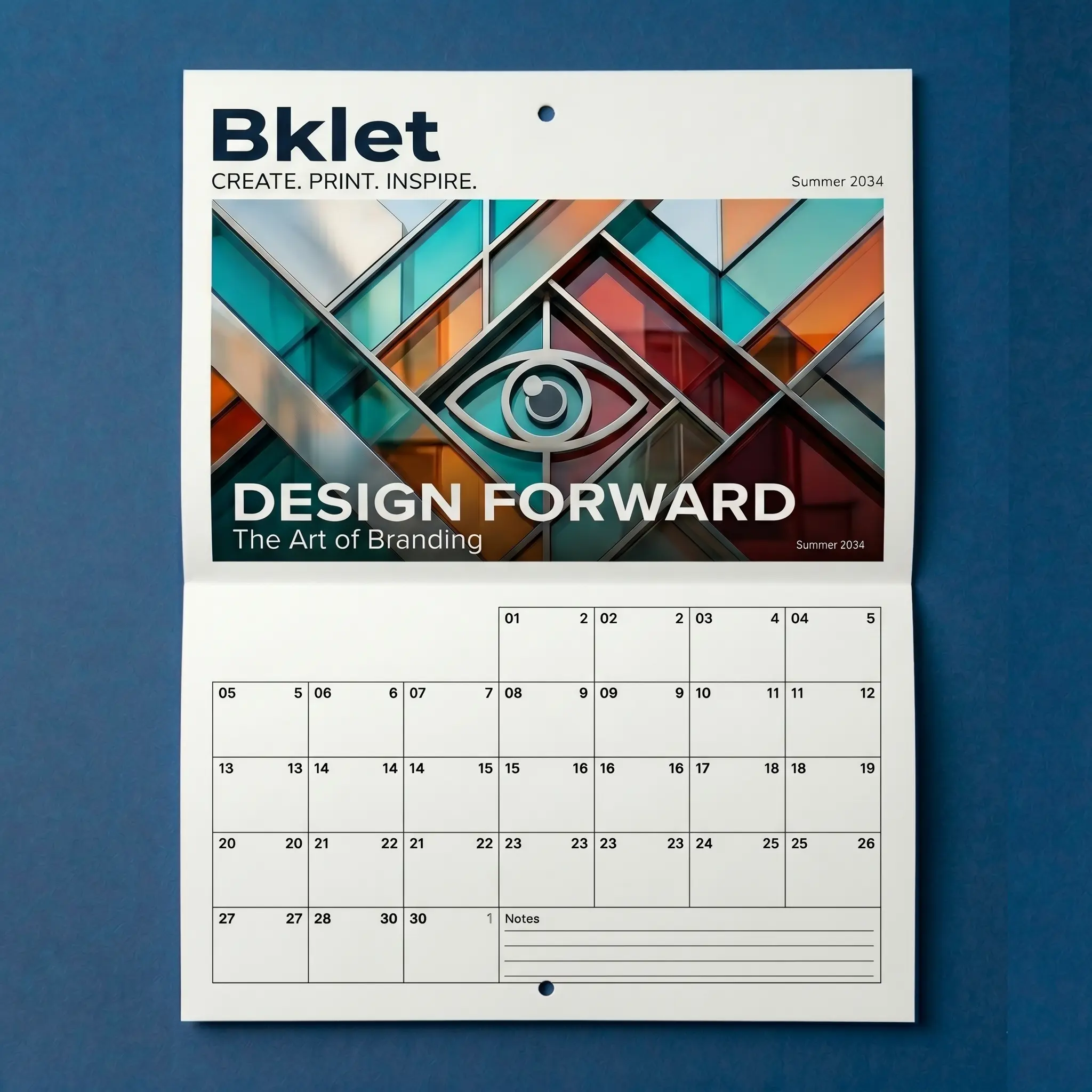 Custom 11x8.5 Calendar Printing | Saddle Stitched with Hang Hole