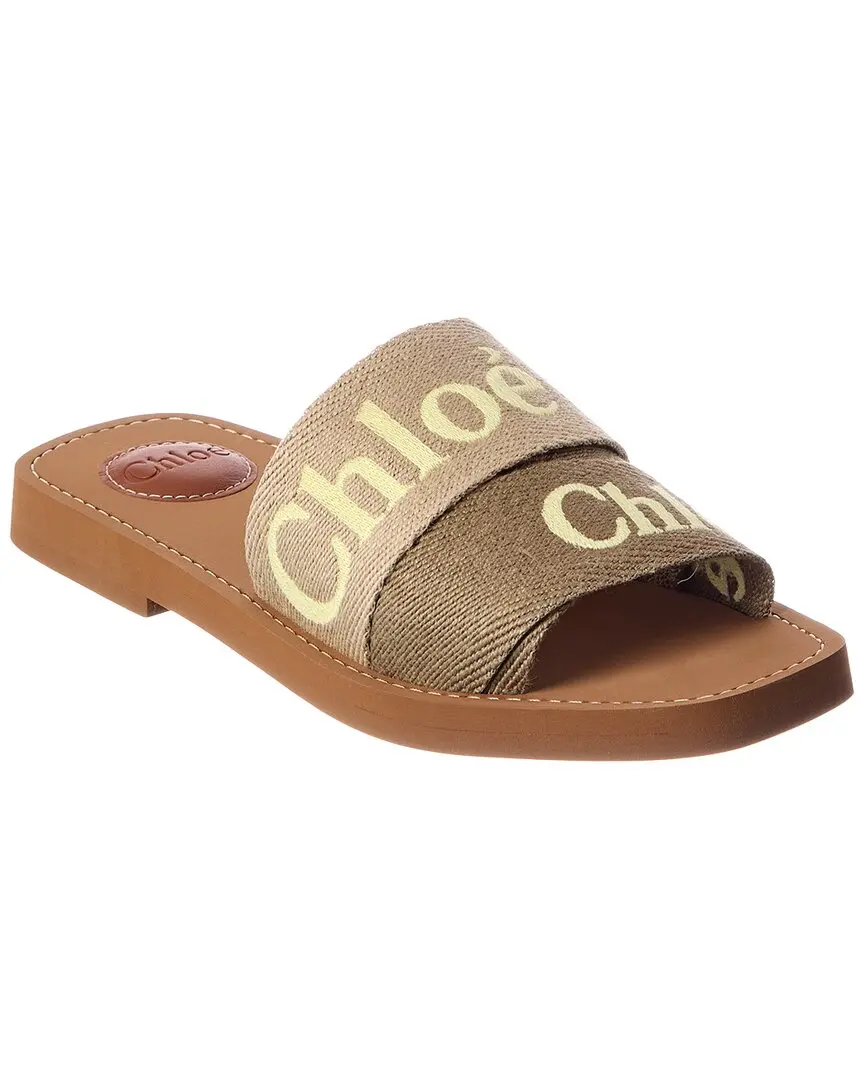 Chloé Woody Logo Canvas Slide