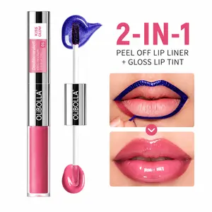 Peel Off Lip Liner & Gloss Tint Set – Dual Ended Lip Stain with Glossy Finish for Juicy Defined Lips, Korean Style Lip Makeup