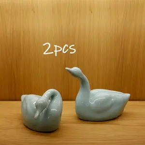 Swan Design Ceramic Ornament, Handmade Ceramic Swan Decoration, Desktop Decorative Ornament for Home Office, Creative Birthday Gift