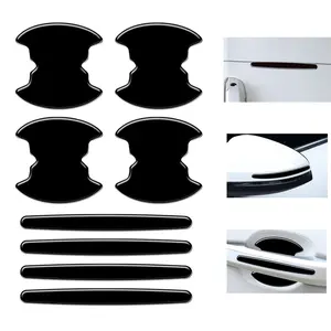 8PCS Car Door Anti-Collision Protector Stickers - Black 3D Style, Waterproof Anti-Scratch Design for Door Bowl & Handle, Universal Fit for Most Vehicle Models, Decal for cars