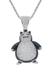 Men's Pokémon Pet Pikachu Pendant Necklace, Cuban Chain Necklace, Zircon Hip Hop Jewelry, European and American Style, Anime Inspired Accessory