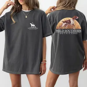 Pointer Hunting Dog Shirt, Duck Hunting T-shirt, Simply Printed Graphic Shirt, Daily Casual Cotton Womenswear Top