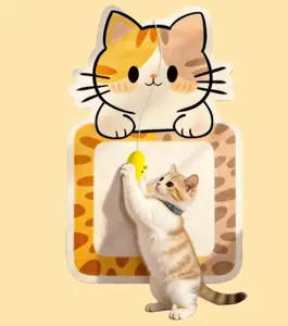 Lovely wall-mounted scratching board for cats, made with thick, durable material to safeguard your furniture, doors and glass – a purr-fect play companion!