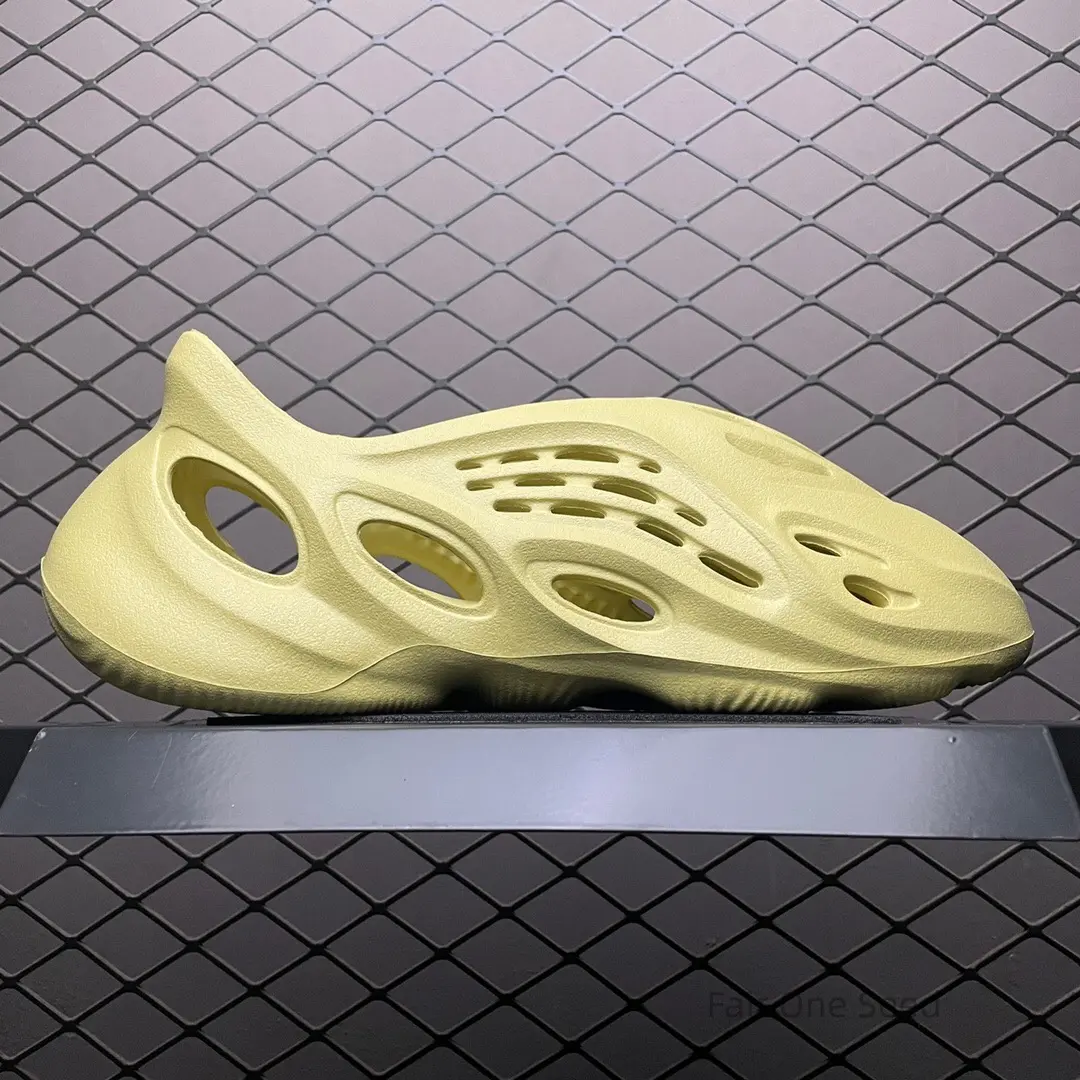 Lemon Yellow Lightweight Foam Hollow Cutout Slip On Clogs, Quick Dry Breathable Hole Slide Sandals Anti Slip Thick Sole Casual Pool Street Shoes
