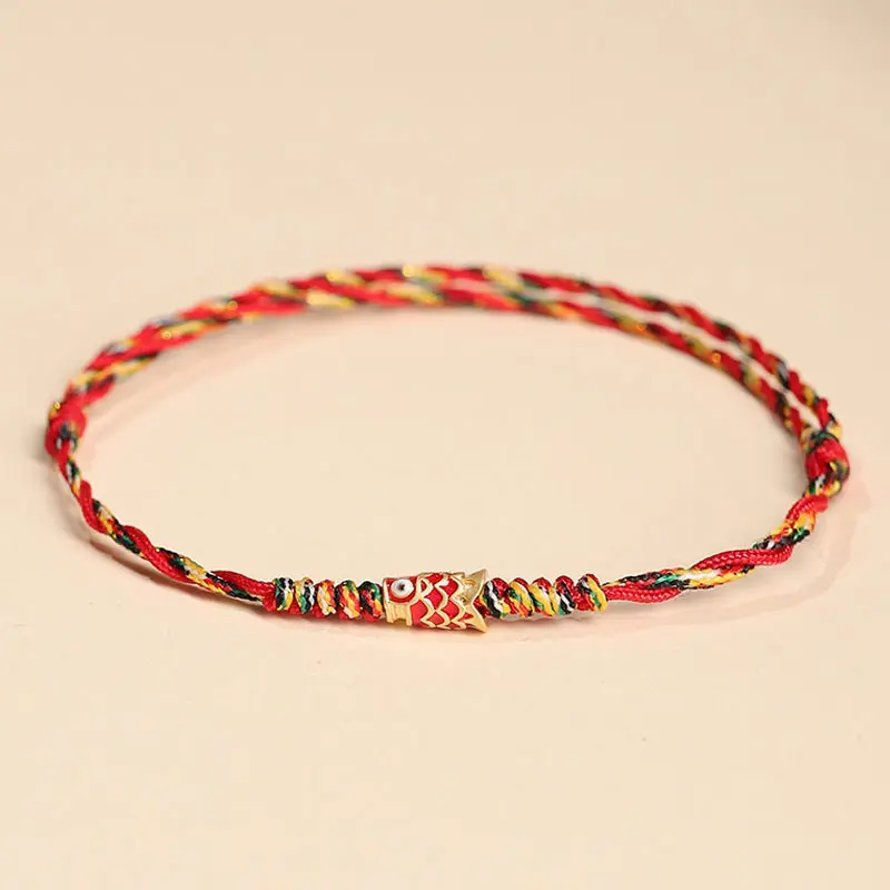 Good Luck Koi Fish Red Bracelet - Handmade Woven Anklet for Students and Classmates, Graduation Gift for Men and Women
