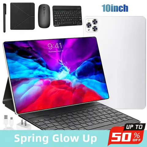 【TechVibes】KEPEAK 10.1 Inch Android 15 Electronic Tablet with Screen, 4GB RAM, 64GB Storage, Dual SIM, 1280x800 IPS Display, 5MP+13MP Camera, 5000mAh Battery, Bluetooth, Charging Support, Wireless Keyboard Mouse Stylus Case, Valentine’s Day Gift
