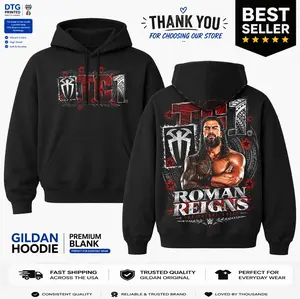 Roman Reigns Tribal Chief Graphic Menswear Pullover Hoodie WWE Wrestling DTG Printed Streetwear Sweatshirt