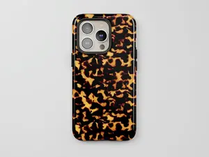 Tortoiseshell Print Phone Case, Brown Neutral Animal Print, Gift for Women & Girls Applicable to iP15Promax ip14Pro mobile phone case 12 trendy brand 13 anti-fall cover 14Promax 15Pro cute Plus phonecase Accessories Acrylic casetify