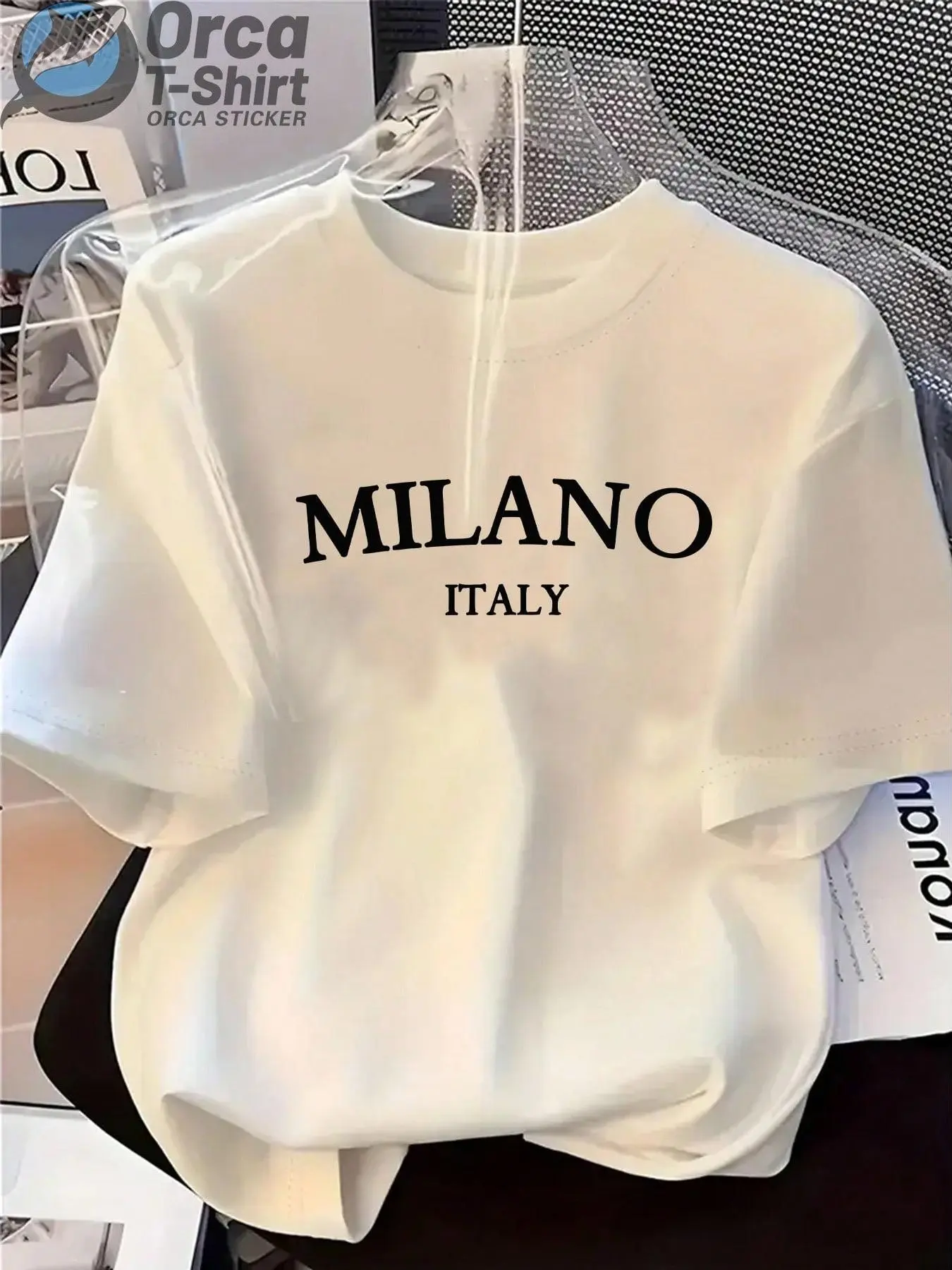 Milano Italy Graphic T-Shirt for Men & Women, Minimalist Loose 100% Soft Cotton Tee for Matching, Oversized Casual Streetwear Top, Menswear, Simple, Shortsleeve