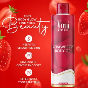 Strawberry Body Oil, 4oz, with Apricot, Jojoba, Avocado Oils & Vitamin E Oil, Fast-Absorbing, Nourishes and Hydrates Skin, Body Care, Strawberry layer Fragrance Moisturizer Hydrating Lightweight Moisturizing Scented