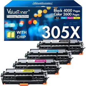 Remanufactured Toner Cartridge Replacement For HP 305A, 305X, CE410A, CE410X, CE411A, CE412A, CE413A For Laserjet Pro 400 M451dn, M451nw, M475dn, M475dw, M451dw, M375nw (Black, Cyan, Magenta, Yellow)
