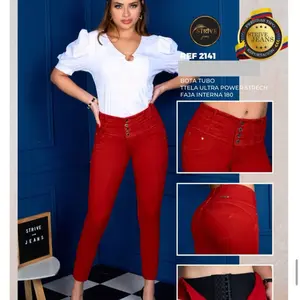 Rojo de 4 botones  faja frontal con bolsa  de talle en pretina