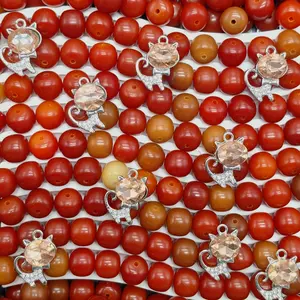Tangerine Amber Bodhi Beads & Crystal Cat Charms DIY Jewelry Making