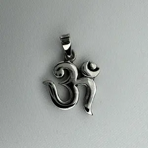 Modern OM Symbol Sterling Silver Pendant