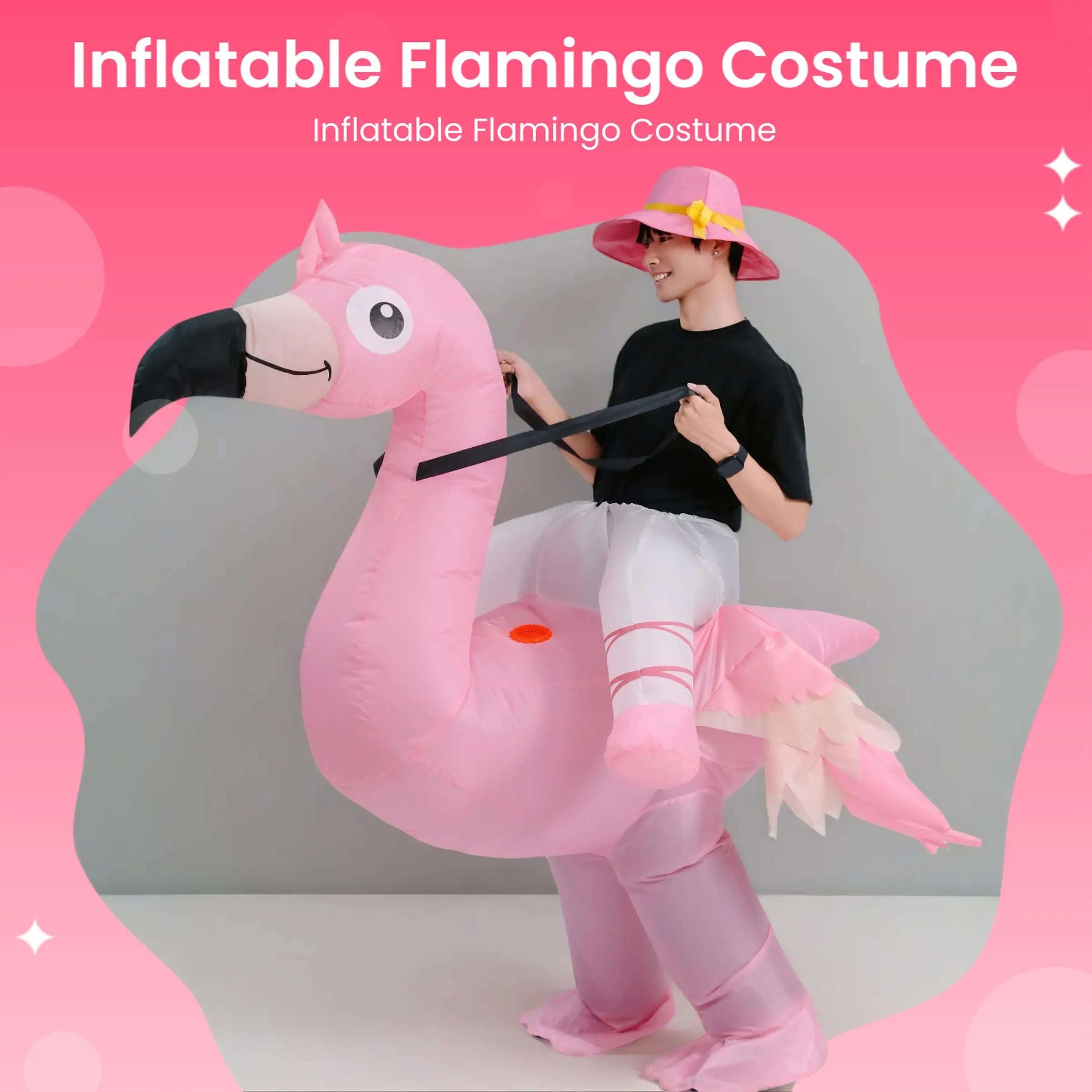 Funny Flamingo Inflatable Costume Outfit, Diabolic Outfit, Perfect for Festive Halloween & Cosplay Parties, Eye-Catching Skeleton Design, Ideal for Halloween Celebrations, Blow Up Costumes