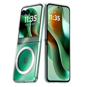 Rome Tech For Motorola Razr 60 (2025) Hybrid Shockproof Clear Slim Acrylic Case Cover Flexible Hinge Rib with MagSafe