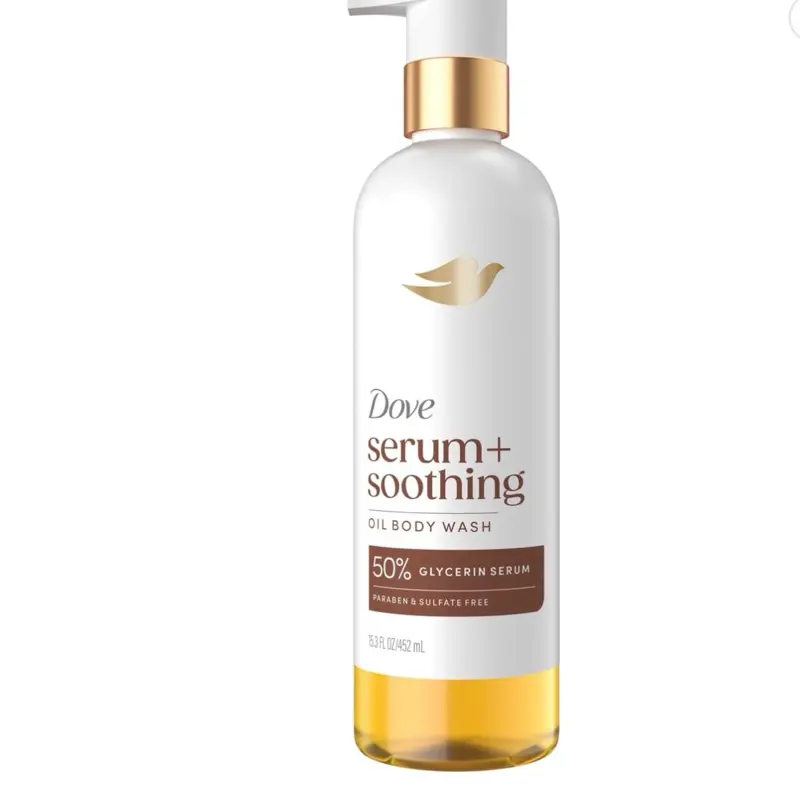 Dove Serum+ Soothing Oil Body Wash, Moisturizing Cleanser with 50% Glycerin Serum, Non-Toxic and Alcohol Free for Adults
