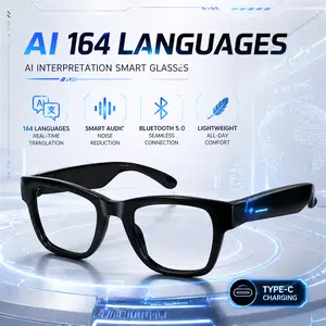 PLEIVO 2026 New AI Smart Glasses, 164-Language Camera Translation, Bluetooth, Intelligent Touch Control, Smart Music, Hands-Free Calling, Casual Cool Tech Gadgets, Ideal for Office & Travel Use, Wearable Gift