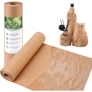 Honeycomb Packing Paper for Moving, 12 Inch x 50  with 20 Fragile Stickers, Honeycomb Wrapping Paper Protective Shipping Supplies for Moving and Storage