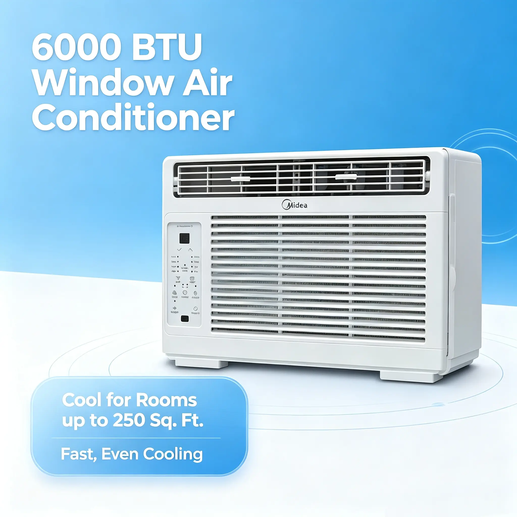 Midea 6000 BTU Like New Window Air Conditioner, 3-in-1 Cool Dehumidifier Fan AC with Comfort Sense Remote, Cools up to 250 Sq.Ft, Quiet Energy Saving Window AC, Washable Filter, 24H Timer, Easy Install, White